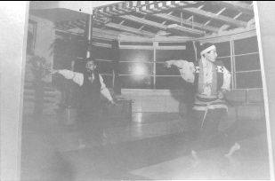 Sugino Sensei coaching Mifune Toshiro on the set of Miyamoto Musashi